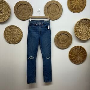 NEW GAP Vintage Slim High Rise Jeans 28 / 6T TALL Distressed Blue Denim